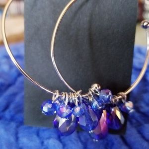 BLUE CRYSTALS DANGLE EARRINGS